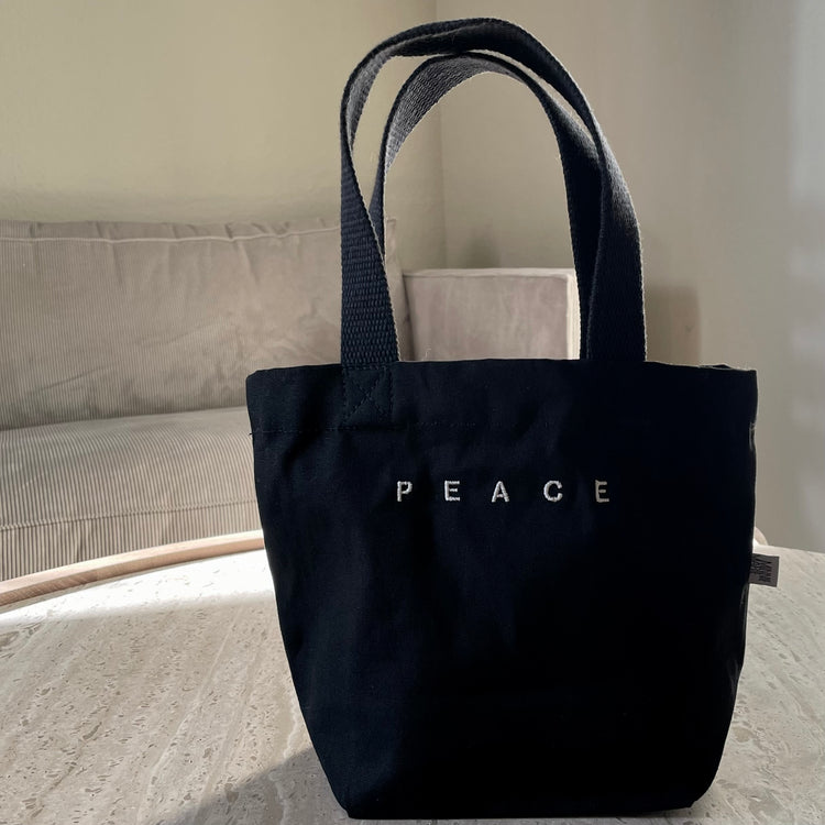 Mini-Shopper "PEACE" schwarz / Mini-Version (Kids)