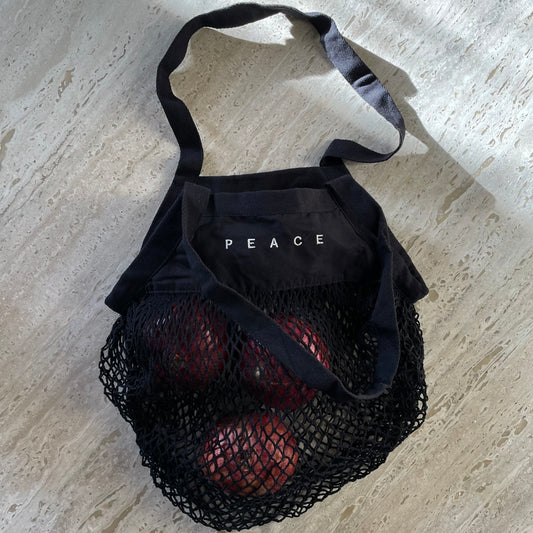 Einkaufsnetz "PEACE" schwarz / Me-Version (Adults)