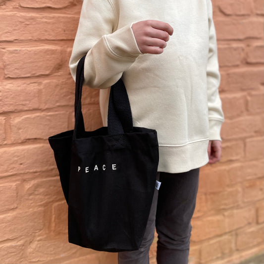 Mini-Shopper "PEACE" schwarz / Mini-Version (Kids)